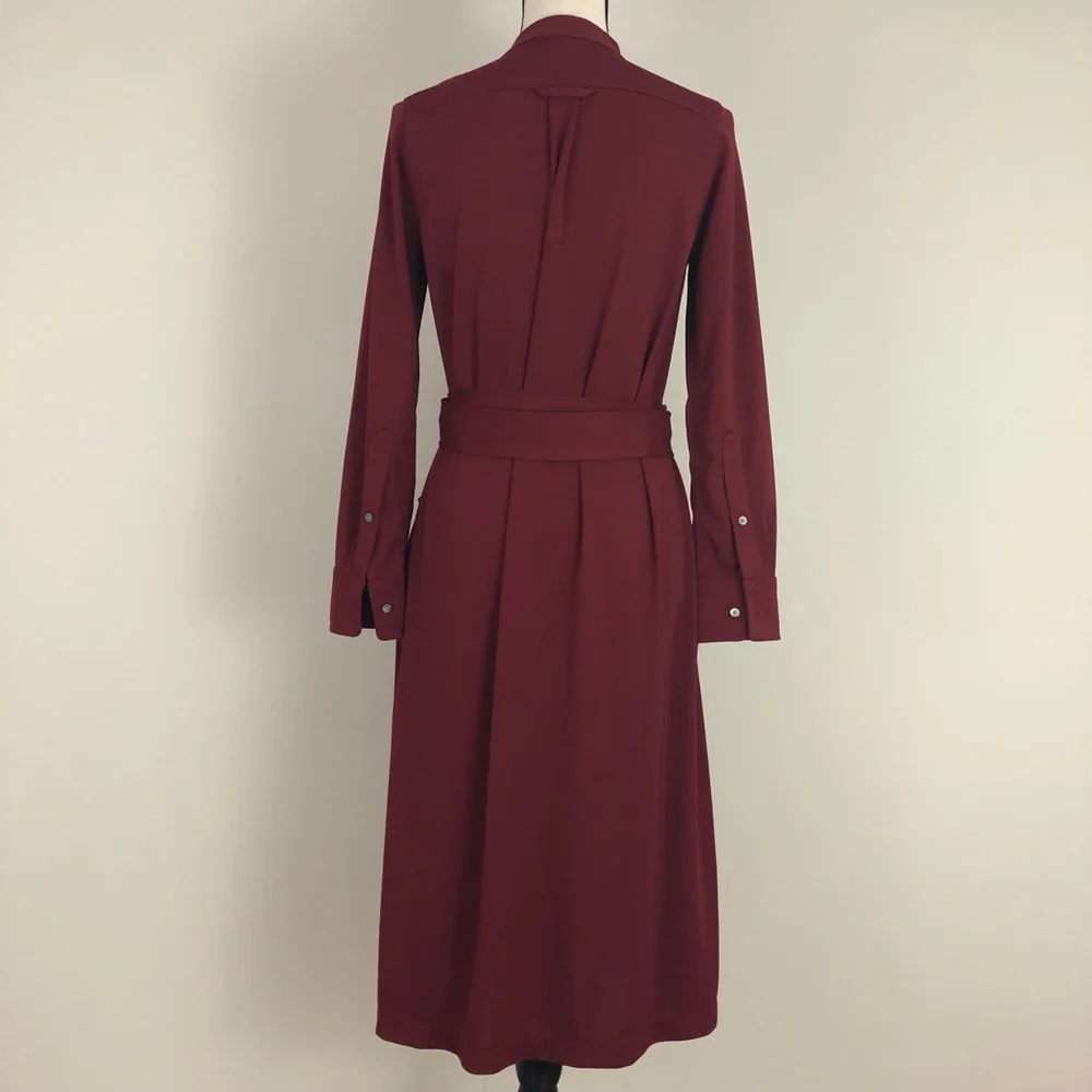 J. Crew Long-sleeve Belted Knit Dress Burgundy